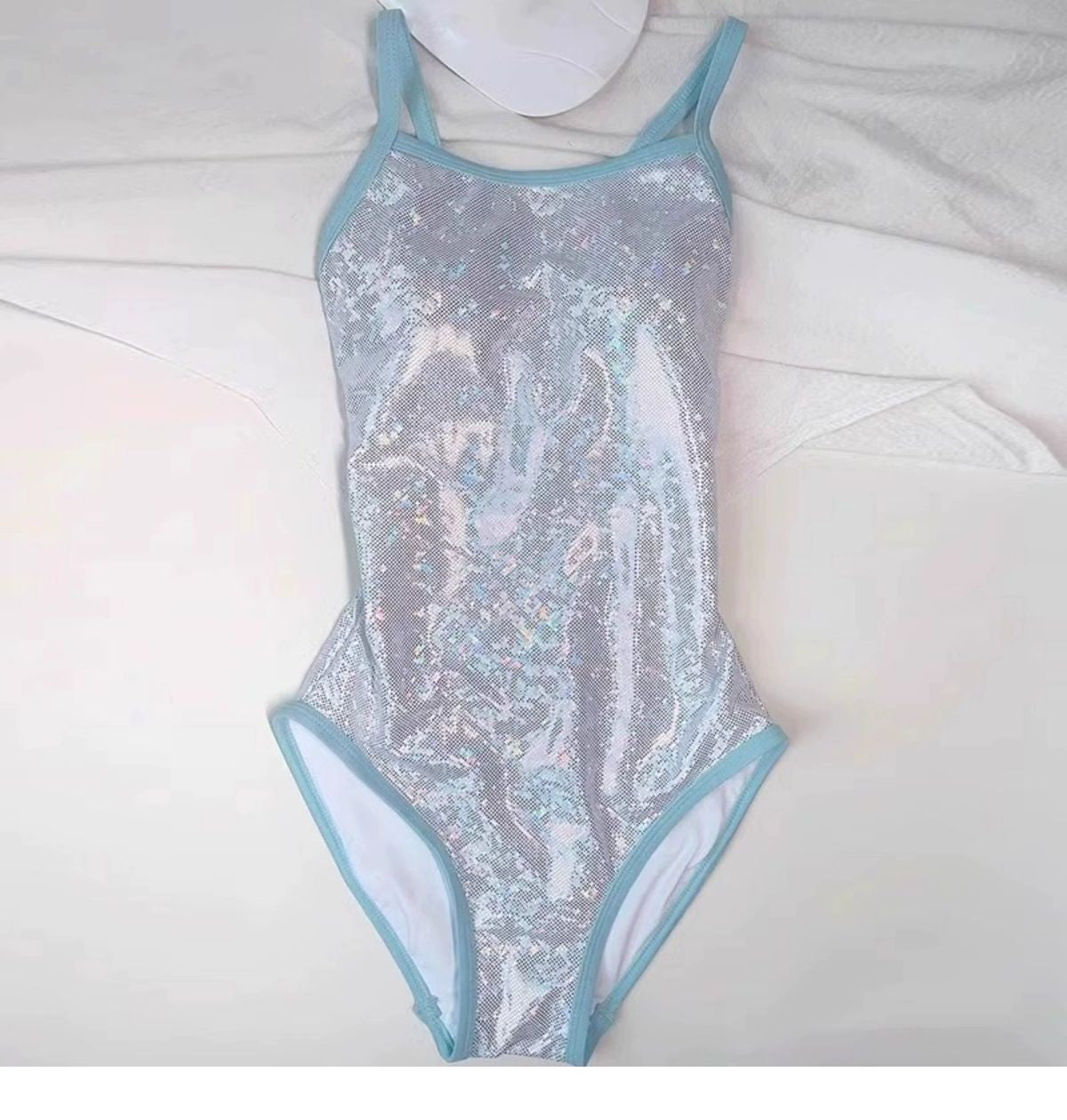 Holographic One Piece Swimsuit for Women, Racerback Bathing Suit in Multiple Colors