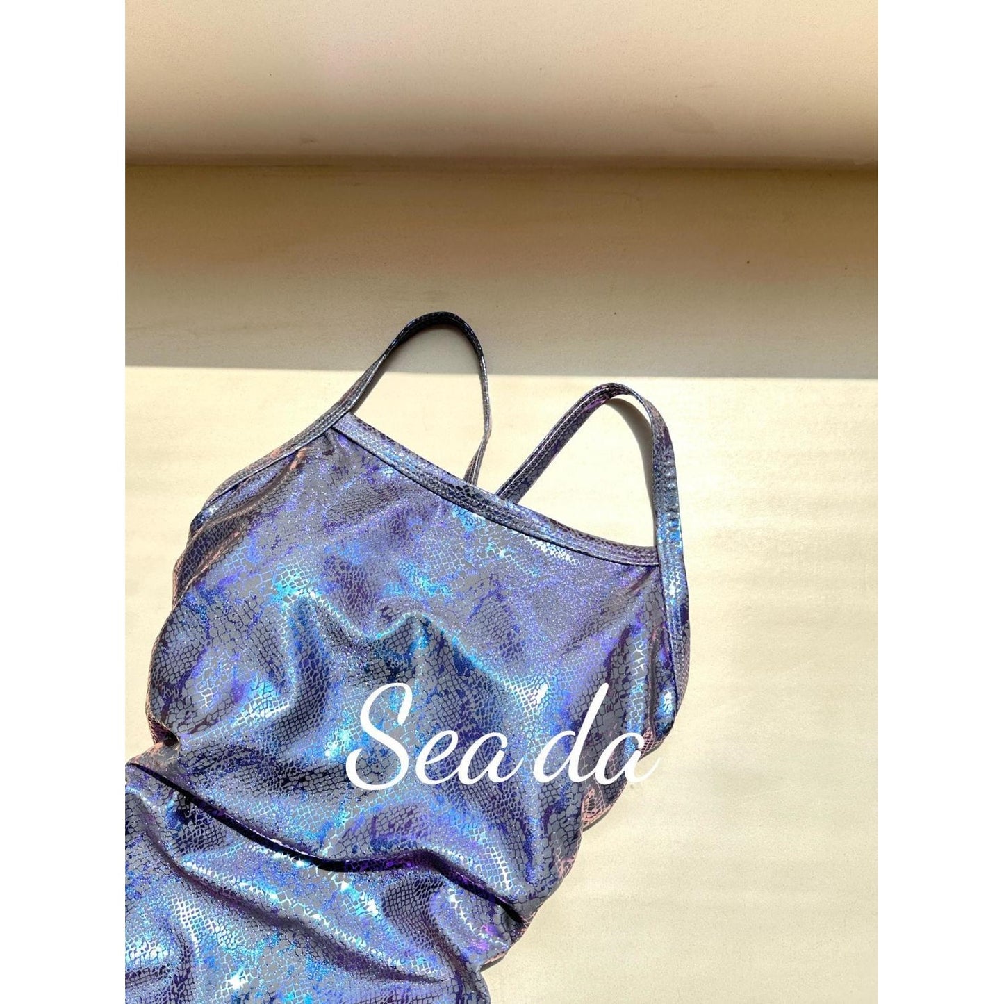 ridescent Purple Python Print One Piece Swimsuit for Women, Racerback Bathing Suit