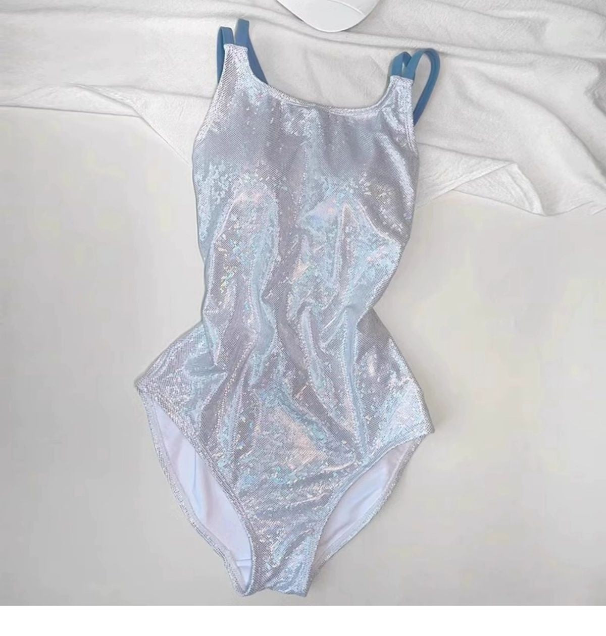 Holographic One Piece Swimsuit for Women, Racerback Bathing Suit in Multiple Colors